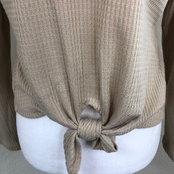 Pie In The Sky Tan Tie Front Long Sleeve Top Size M NWT - Picture 4 of 8